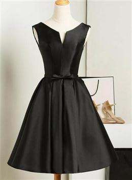 Picture of Black Color Short V-neckline Knee Length Party Dresses, Black Color Homecoming Dresses Prom Dresses